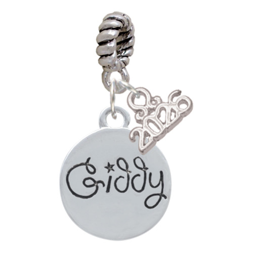 Silver Plated Giddy Circle - Silver Plated Twist Rope Bead Charm Dangle with Mini Year 2026: Year to Remember Jewelry Gift - Celebrations