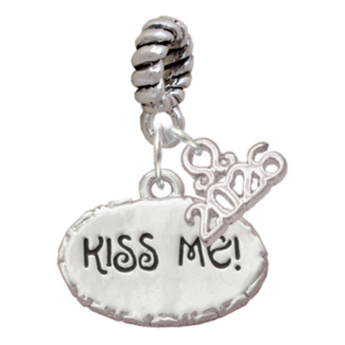 Silver Plated Kiss Me ''I'm Magically Delicious'' - Silver Plated Twist Rope Bead Charm Dangle with Mini Year 2026: Year to Remember Jewelry Gift - Celebrations