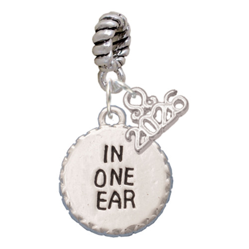 Silver Plated In One Ear ''Out the Other'' - Silver Plated Twist Rope Bead Charm Dangle with Mini Year 2026: Year to Remember Jewelry Gift - Celebrations