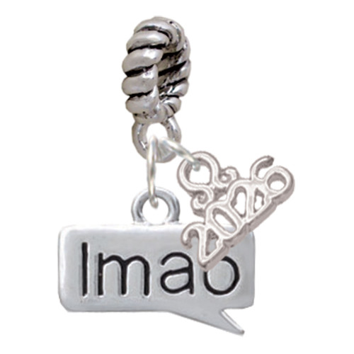 Silver Plated Text Chat - lmao - Laughing My A** Off - Silver Plated Twist Rope Bead Charm Dangle with Mini Year 2026: Year to Remember Jewelry Gift - Celebrations