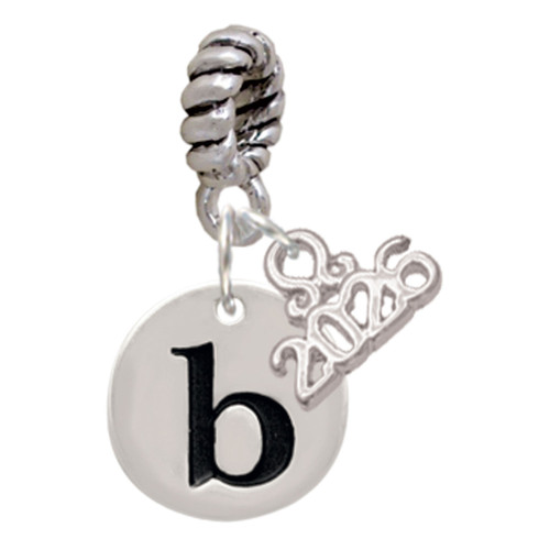 Silver Plated Disc Initial - b - Silver Plated Twist Rope Bead Charm Dangle with Mini Year 2026: Year to Remember Jewelry Gift - Celebrations