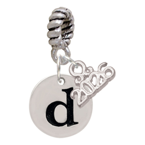 Silver Plated Disc Initial - d - Silver Plated Twist Rope Bead Charm Dangle with Mini Year 2026: Year to Remember Jewelry Gift - Celebrations