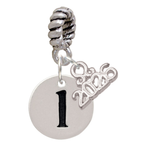 Silver Plated Disc Initial - l - Silver Plated Twist Rope Bead Charm Dangle with Mini Year 2026: Year to Remember Jewelry Gift - Celebrations