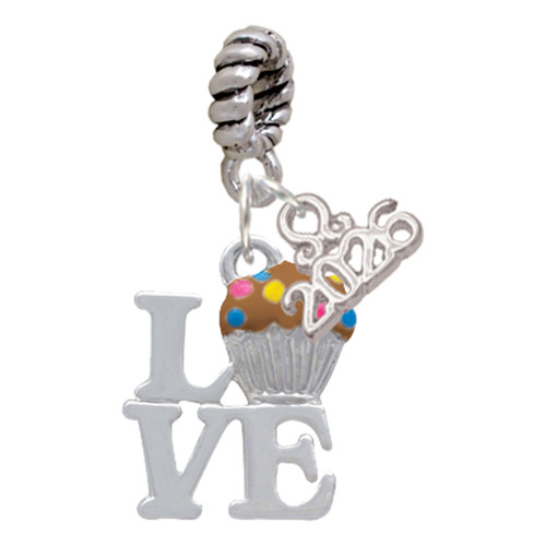 Silver Plated Love with Chocolate Cupcake - Silver Plated Twist Rope Bead Charm Dangle with Mini Year 2026: Year to Remember Jewelry Gift - Celebrations