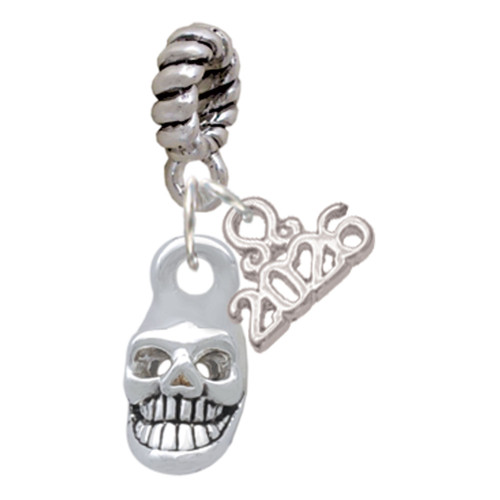 Silver Plated Mini Skull - Silver Plated Twist Rope Bead Charm Dangle with Mini Year 2026: Year to Remember Jewelry Gift - Celebrations