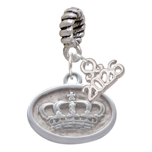 Silver Plated Crown - Oval Seal - Silver Plated Twist Rope Bead Charm Dangle with Mini Year 2026: Year to Remember Jewelry Gift - Celebrations