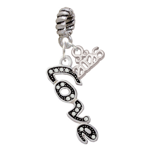 Silver Plated Crystal Script ''Love'' - Silver Plated Twist Rope Bead Charm Dangle with Mini Year 2026: Year to Remember Jewelry Gift - Celebrations