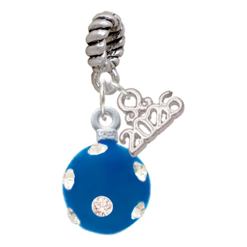 Silver Plated 3-D Frosted Blue Resin Ornament with Crystals - Silver Plated Twist Rope Bead Charm Dangle with Mini Year 2026: Year to Remember Jewelry Gift - Celebrations
