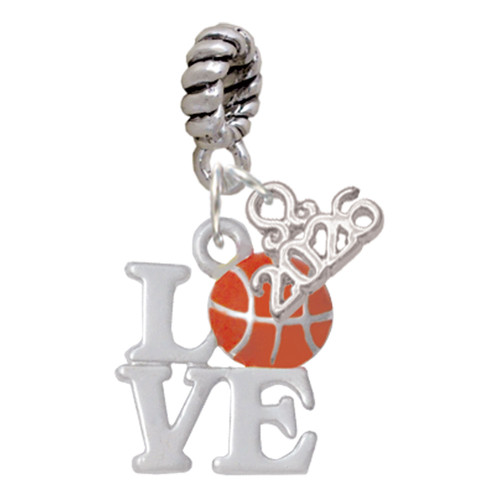 Love with Basketball - Silver Plated Twist Rope Bead Charm Dangle with Mini Year 2026: Year to Remember Jewelry Gift - Celebrations