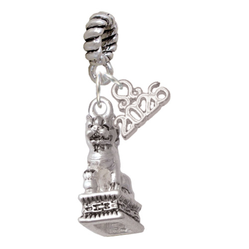 Silver Plated Fu Dog - Silver Plated Twist Rope Bead Charm Dangle with Mini Year 2026: Year to Remember Jewelry Gift - Celebrations