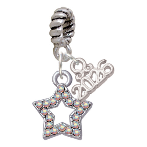 Silver Plated AB Crystal Lucky Star - Silver Plated Twist Rope Bead Charm Dangle with Mini Year 2026: Year to Remember Jewelry Gift - Celebrations