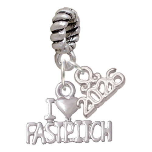 I 'Heart' Fastpitch - Silver Plated Twist Rope Bead Charm Dangle with Mini Year 2026: Year to Remember Jewelry Gift - Celebrations
