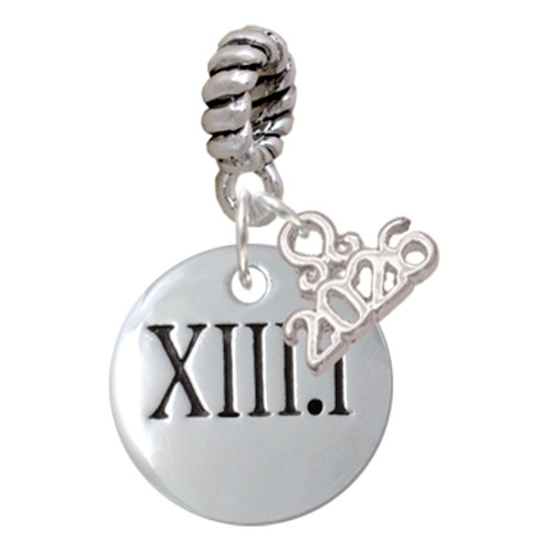 Silver Plated Half Marathon Roman Numeral - Silver Plated Twist Rope Bead Charm Dangle with Mini Year 2026: Year to Remember Jewelry Gift - Celebrations