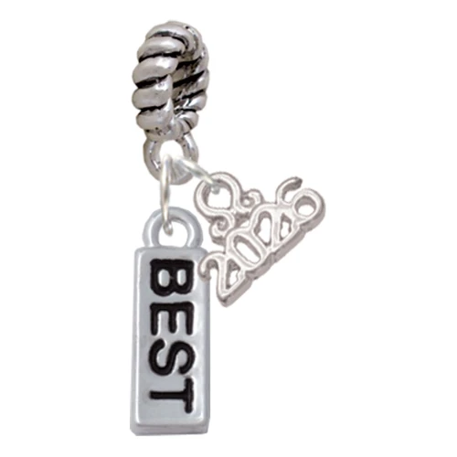 Silver Plated Best - Silver Plated Twist Rope Bead Charm Dangle with Mini Year 2026: Year to Remember Jewelry Gift - Celebrations