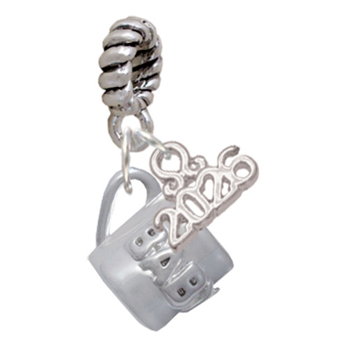 Silver Plated Baby Cup with Crystal - Silver Plated Twist Rope Bead Charm Dangle with Mini Year 2026: Year to Remember Jewelry Gift - Celebrations