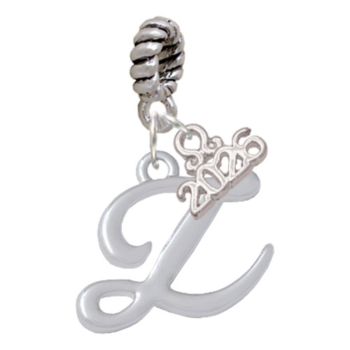 Silver Plated Small Gelato Script Initial - Z - Silver Plated Twist Rope Bead Charm Dangle with Mini Year 2026: Year to Remember Jewelry Gift - Celebrations