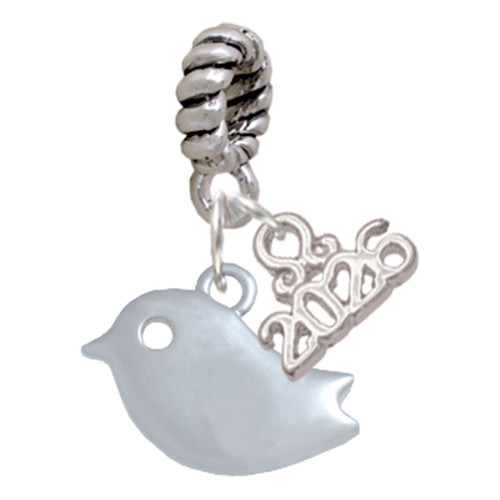 Silver Plated Little Bird  - Silver Plated Twist Rope Bead Charm Dangle with Mini Year 2026: Year to Remember Jewelry Gift - Celebrations