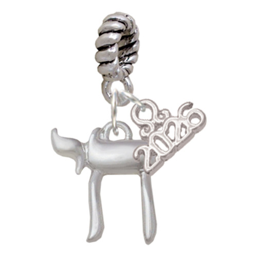 Silver Plated Chai - Silver Plated Twist Rope Bead Charm Dangle with Mini Year 2026: Year to Remember Jewelry Gift - Celebrations