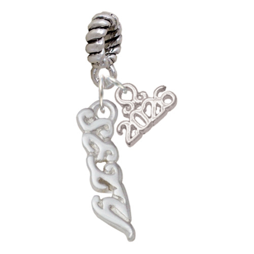 Silver Plated Small Sexy Script - Silver Plated Twist Rope Bead Charm Dangle with Mini Year 2026: Year to Remember Jewelry Gift - Celebrations