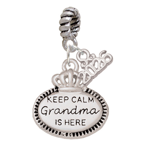 Keep Calm Grandma is Here - Silver Plated Twist Rope Bead Charm Dangle with Mini Year 2026: Year to Remember Jewelry Gift - Celebrations
