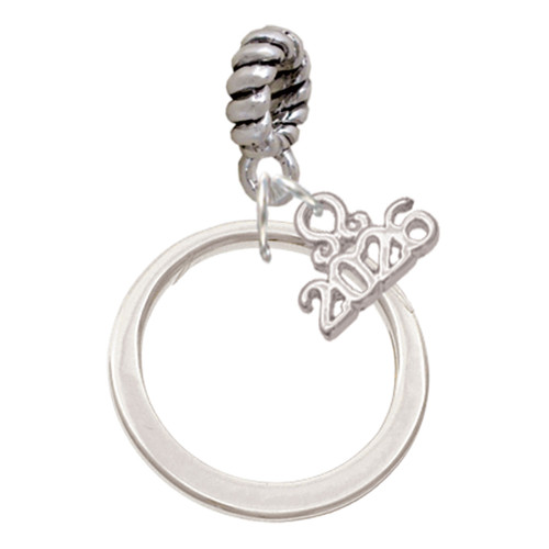 Silver Plated Large Karma Ring - Silver Plated Twist Rope Bead Charm Dangle with Mini Year 2026: Year to Remember Jewelry Gift - Celebrations