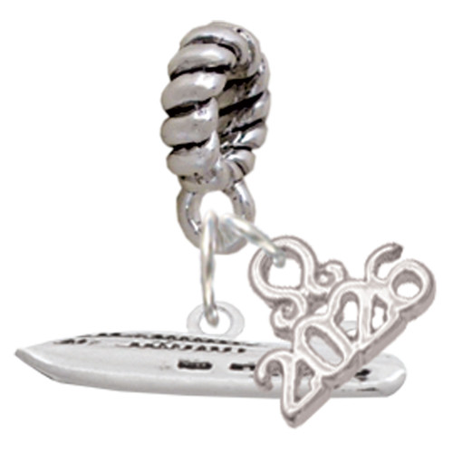 Silver Plated Cruise Liner - Silver Plated Twist Rope Bead Charm Dangle with Mini Year 2026: Year to Remember Jewelry Gift - Celebrations