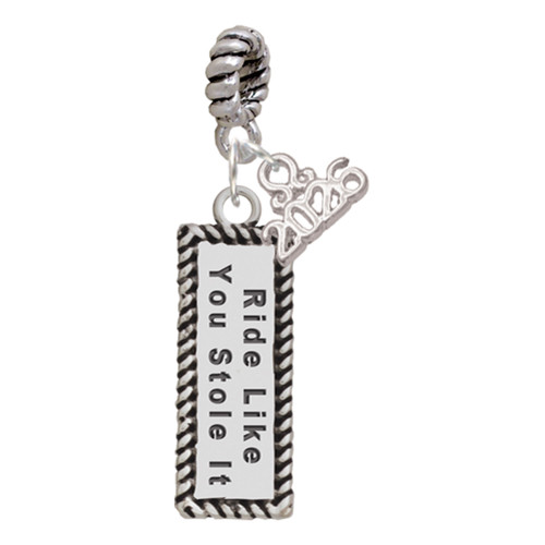 Silver Plated Ride Like You Stole It - Silver Plated Twist Rope Bead Charm Dangle with Mini Year 2026: Year to Remember Jewelry Gift - Celebrations