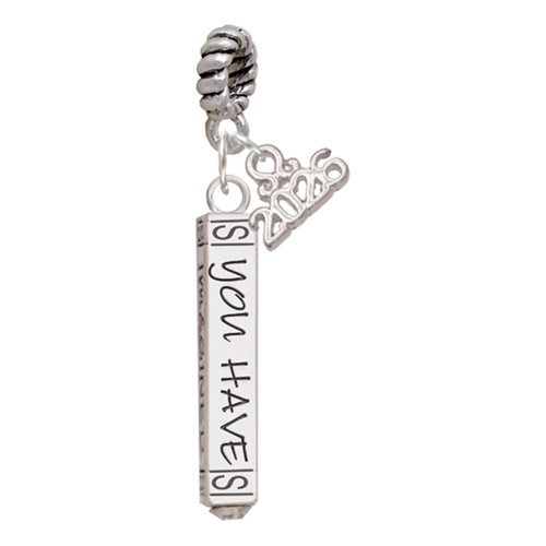 Silver Plated Live the Life You Have Imagined Bar - Silver Plated Twist Rope Bead Charm Dangle with Mini Year 2026: Year to Remember Jewelry Gift - Celebrations
