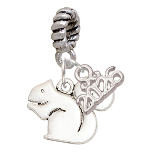 Silver Plated Squirrel - Silver Plated Twist Rope Bead Charm Dangle with Mini Year 2026: Year to Remember Jewelry Gift - Celebrations