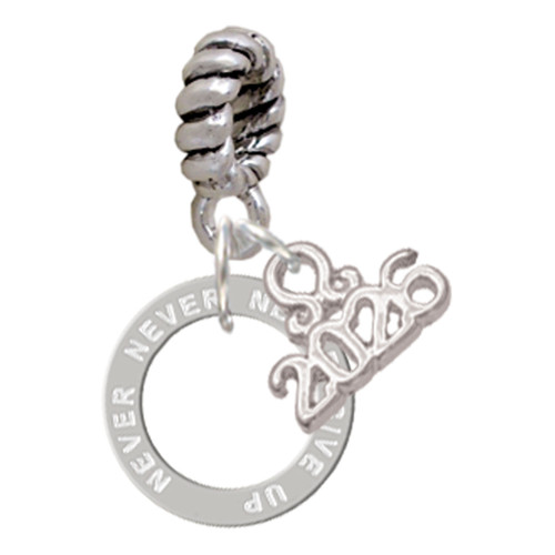 Never Give Up Infinity Ring - Silver Plated Twist Rope Bead Charm Dangle with Mini Year 2026: Year to Remember Jewelry Gift - Celebrations