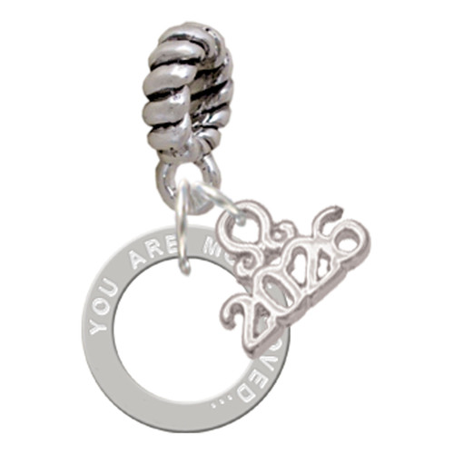 Silver Plated You Are More Loved Infinity Ring - Silver Plated Twist Rope Bead Charm Dangle with Mini Year 2026: Year to Remember Jewelry Gift - Celebrations