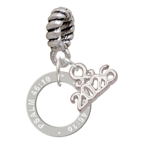 Silver Plated Psalm 46:10 Eternity Ring - Silver Plated Twist Rope Bead Charm Dangle with Mini Year 2026: Year to Remember Jewelry Gift - Celebrations