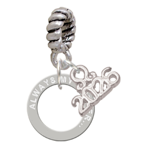 Silver Plated Always My Mother Eternity Ring - Silver Plated Twist Rope Bead Charm Dangle with Mini Year 2026: Year to Remember Jewelry Gift - Celebrations