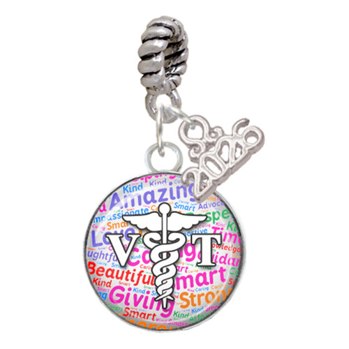 Silver Plated Domed Multi Color VT - Silver Plated Twist Rope Bead Charm Dangle with Mini Year 2026: Year to Remember Jewelry Gift - Celebrations