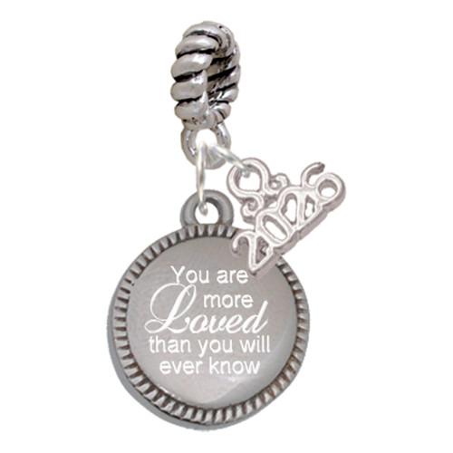 Stainless Steel Disc You Are More Loved - Silver Plated Twist Rope Bead Charm Dangle with Mini Year 2026: Year to Remember Jewelry Gift - Celebrations