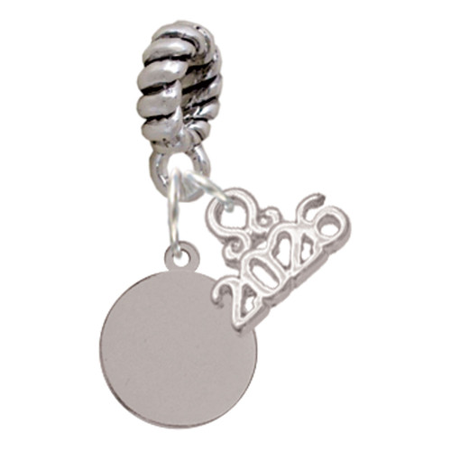 Stainless Steel 10mm Disc - Silver Plated Twist Rope Bead Charm Dangle with Mini Year 2026: Year to Remember Jewelry Gift - Celebrations