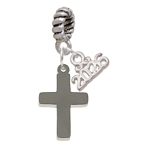Stainless Steel 5/8" Cross - Silver Plated Twist Rope Bead Charm Dangle with Mini Year 2026: Year to Remember Jewelry Gift - Celebrations