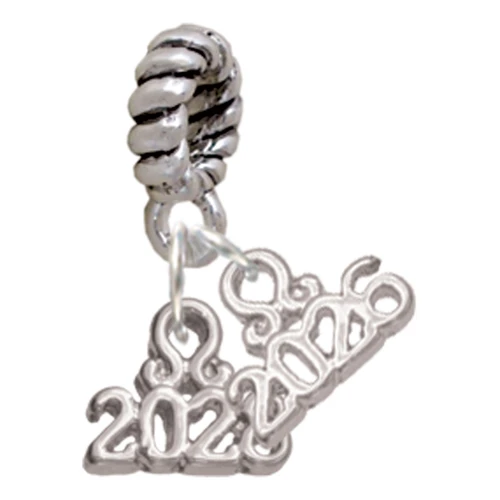 Silver Plated Mini Year 2028 - Silver Plated Twist Rope Bead Charm Dangle with Mini Year 2026: Year to Remember Jewelry Gift - Celebrations