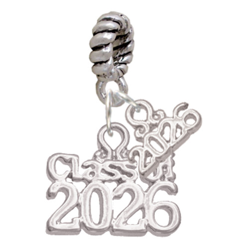 Silver Plated Class of 2026 - Silver Plated Twist Rope Bead Charm Dangle with Mini Year 2026: Year to Remember Jewelry Gift - Celebrations