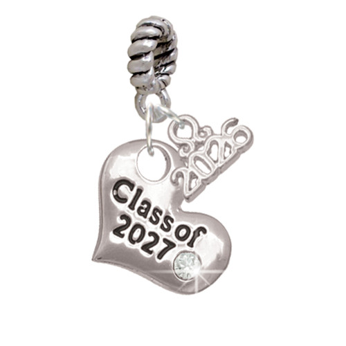 Silver Plated Class of 2027 Heart - Silver Plated Twist Rope Bead Charm Dangle with Mini Year 2026: Year to Remember Jewelry Gift - Celebrations