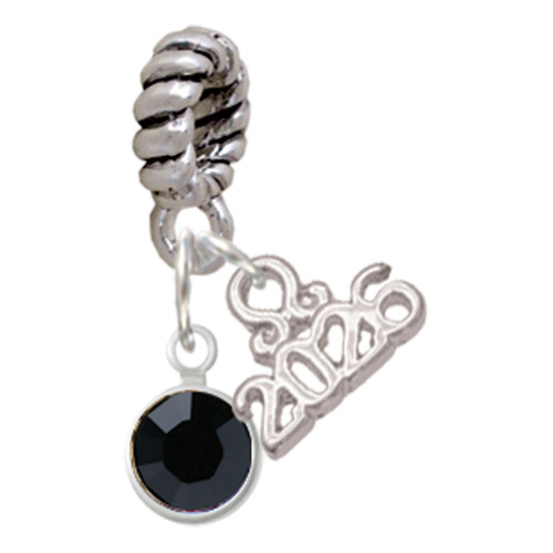 Crystal Black Channel Drop - Silver Plated Twist Rope Bead Charm Dangle with Mini Year 2026: Year to Remember Jewelry Gift - Celebrations