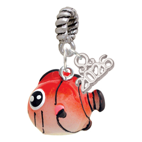 Resin Orange Fish - Silver Plated Twist Rope Bead Charm Dangle with Mini Year 2026: Year to Remember Jewelry Gift - Celebrations