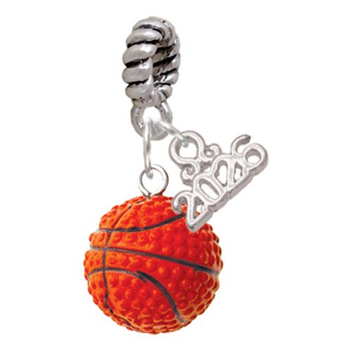Resin Basketball - Silver Plated Twist Rope Bead Charm Dangle with Mini Year 2026: Year to Remember Jewelry Gift - Celebrations