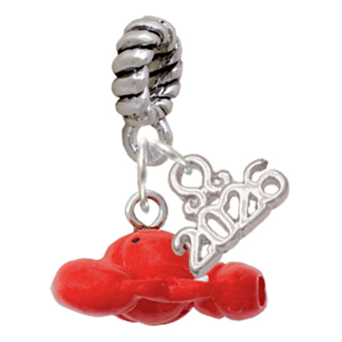 Resin Puffy Red Lobster - Silver Plated Twist Rope Bead Charm Dangle with Mini Year 2026: Year to Remember Jewelry Gift - Celebrations