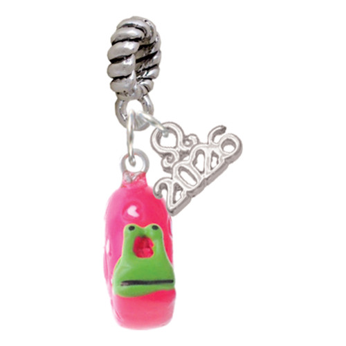 Resin Hot Pink Love Snail - Silver Plated Twist Rope Bead Charm Dangle with Mini Year 2026: Year to Remember Jewelry Gift - Celebrations