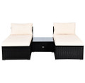 Cushioned Rattan Armless Chair/Ottoman Set with Table product image