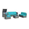 8-Piece Wicker Sofa Rattan Dining Set Patio Furniture with Storage Table product image