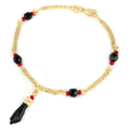 18K Gold-Filled Evil Eye Azabache Hand Charm Protection Mariner/Figaro Bracelet product image