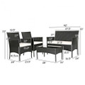 Rattan 4-Piece Patio Furniture with Glass Top Table product image