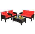 Rattan 4-Piece Loveseat & Chairs Patio Furniture Set  product image
